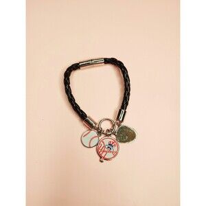 MLB New York Yankees Black Rope Charm Bracelet Official Souvenir Baseball Fan